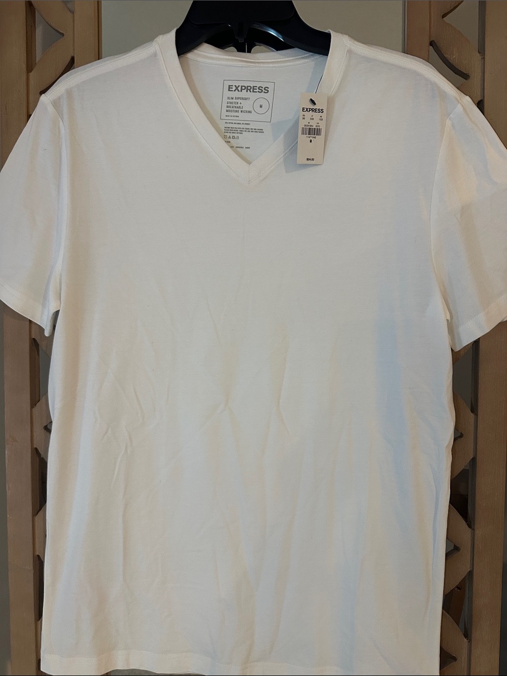 Express Men's White V-Neck Tee